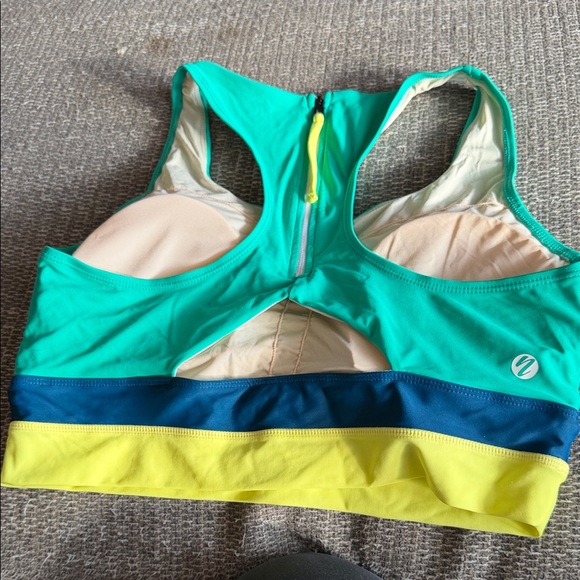 Stylish Women's Bikini Top in Green, Blue, and Yellow - Picture 2 of 4